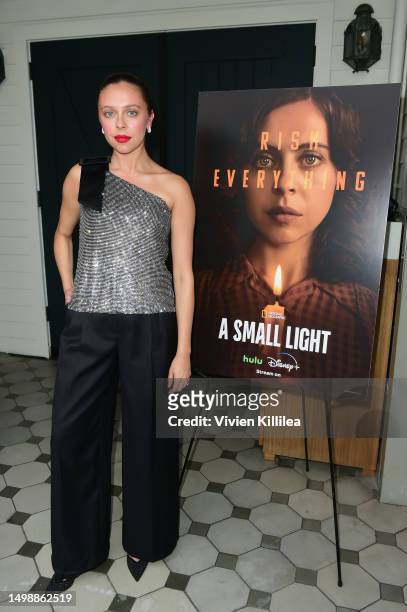 Bel Powley attends Bel Powley And Este Haim's Screening Party For Nat Geo's "A Small Light" at San Vicente Bungalows on June 15, 2023 in West...