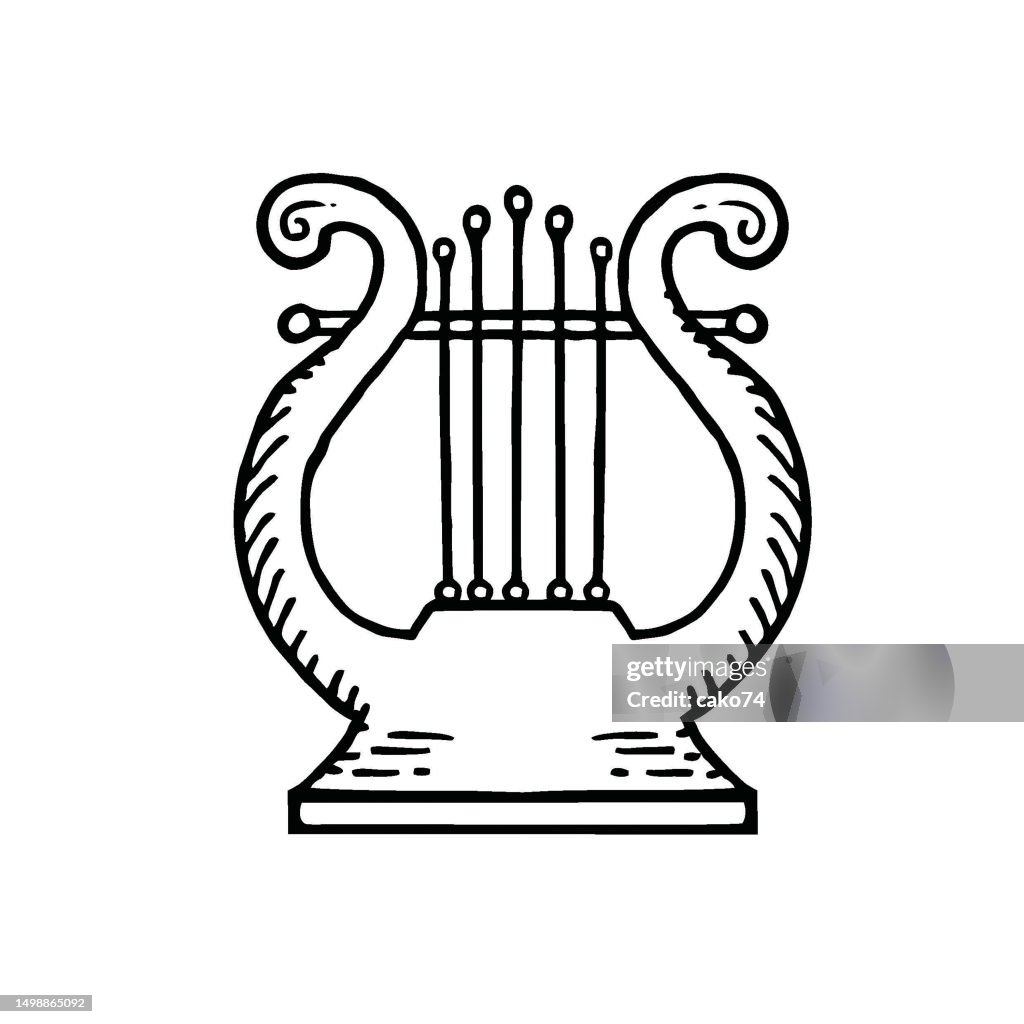 Harp Drawable Hand Drawn Harp Stock Illustration High-Res Vector Graphic - Getty Images