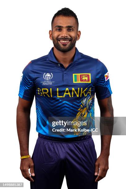 Chamika Karunaratne of Sri Lanka poses for a photograph prior to the ICC Men's Cricket World Cup Qualifiers on June 14, 2023 in Bulawayo, Zimbabwe.