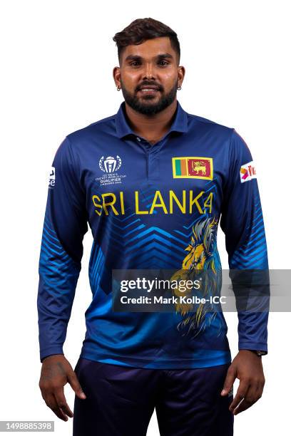 Wanindu Hasaranga of Sri Lanka poses for a photograph prior to the ICC Men's Cricket World Cup Qualifiers on June 14, 2023 in Bulawayo, Zimbabwe.