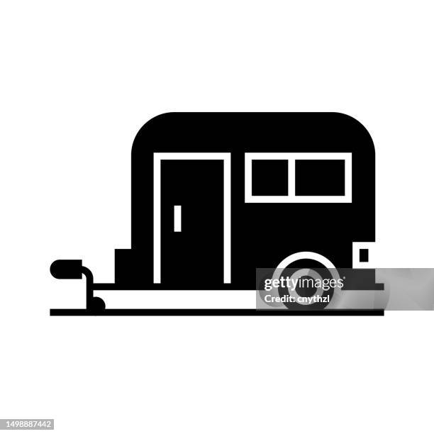 caravan icon solid style. vector icon design element for web page, mobile app, ui, ux design - manufactured housing stock illustrations