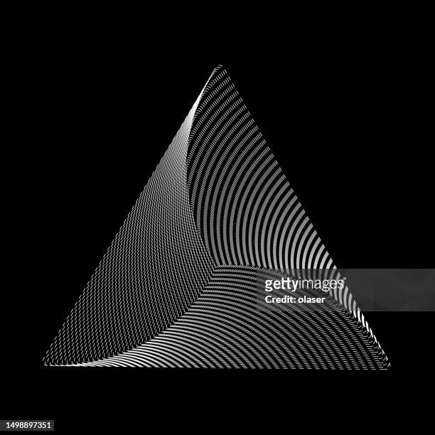 3d triangle shape made of thin dashed lines - pivot stock illustrations