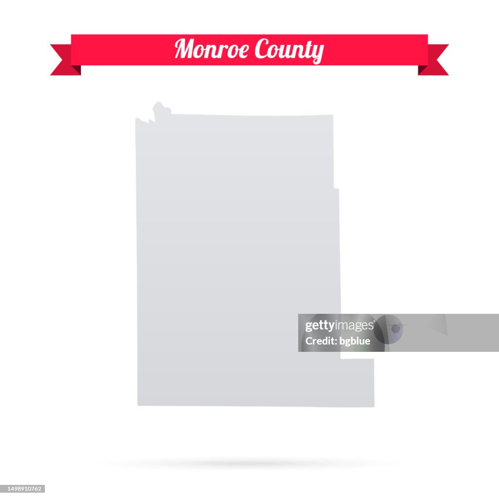 Monroe County, Indiana. Map on white background with red banner