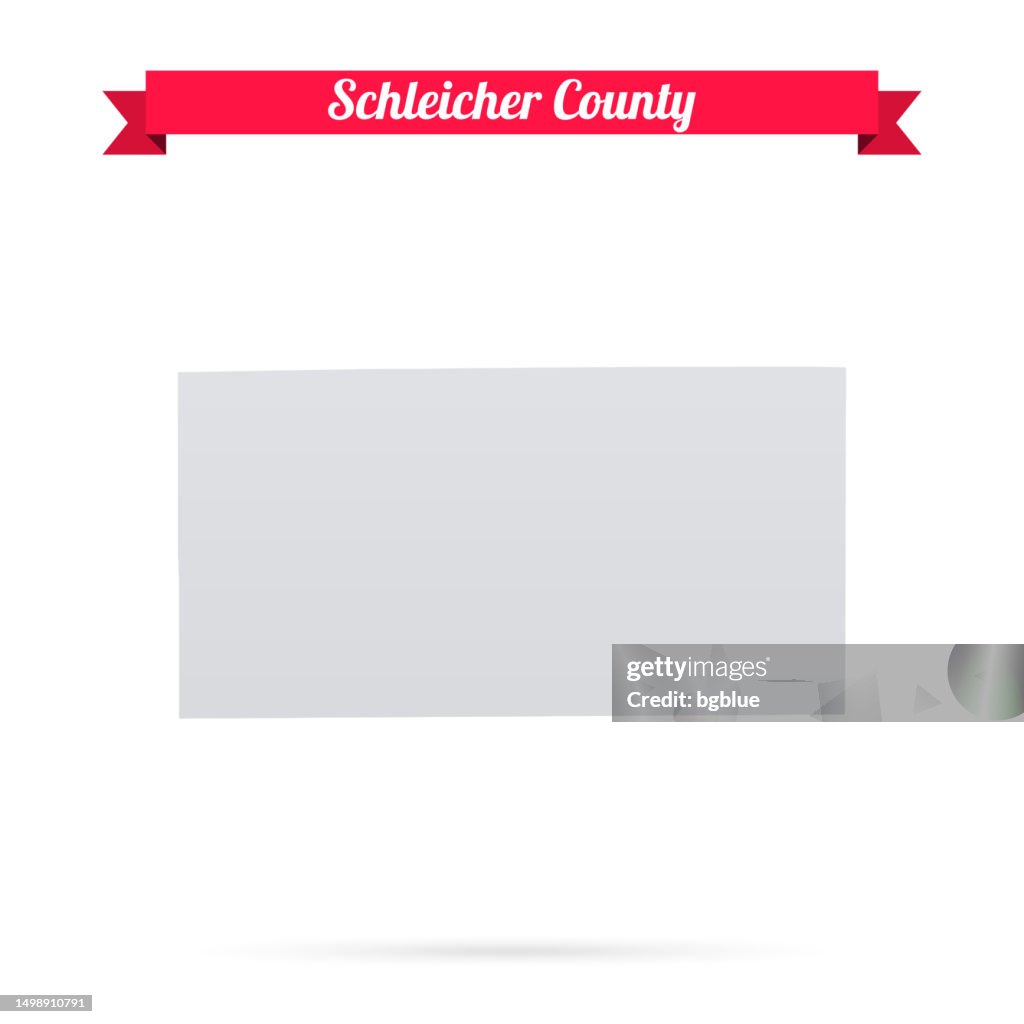 Schleicher County, Texas. Map on white background with red banner