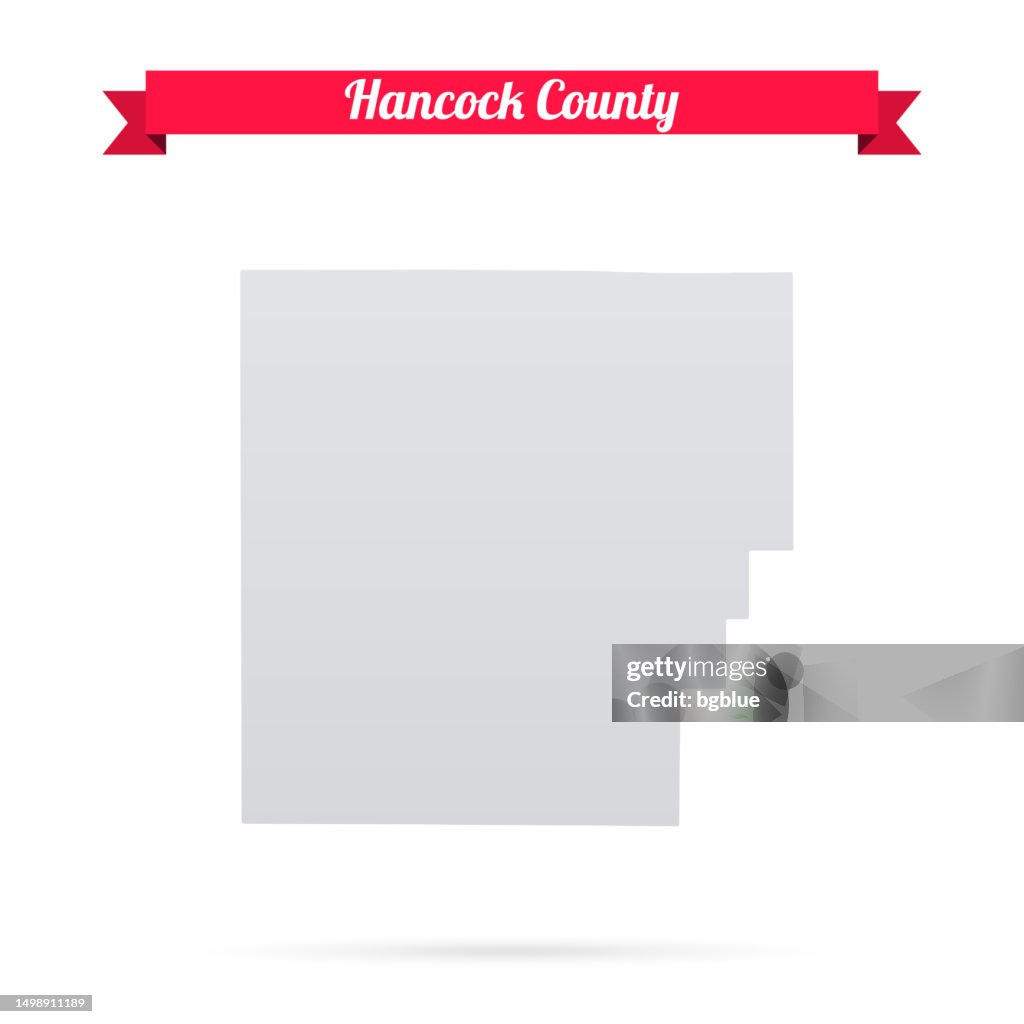 Hancock County, Ohio. Map on white background with red banner