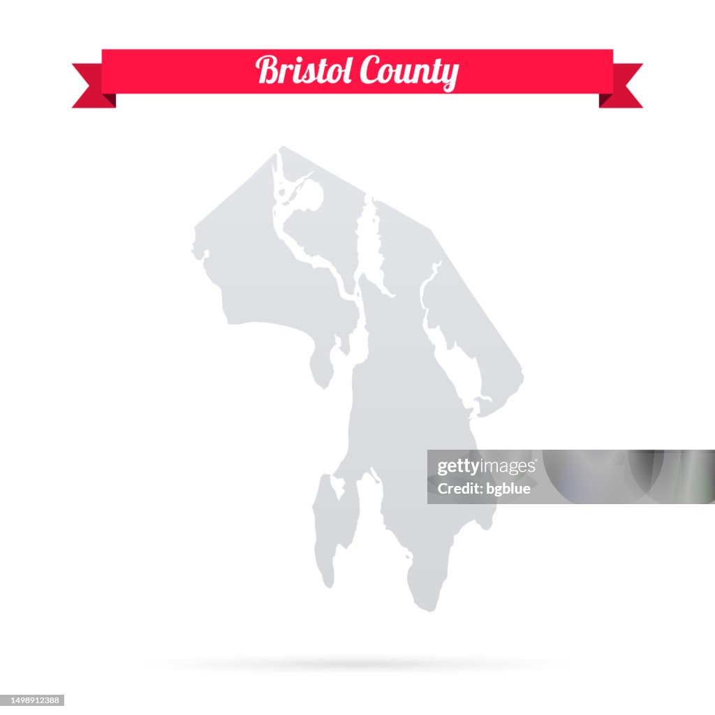 Bristol County, Rhode Island. Map on white background with red banner