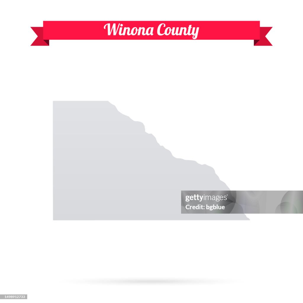 Winona County, Minnesota. Map on white background with red banner