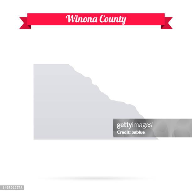 winona county, minnesota. map on white background with red banner - winona minnesota stock illustrations