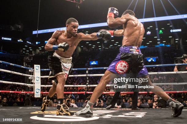 January 20: Errol Spence Jr defeats Lamont Peterson by RTD in the 10th round in their Championship Welterweight fight at the Barclay Center in...