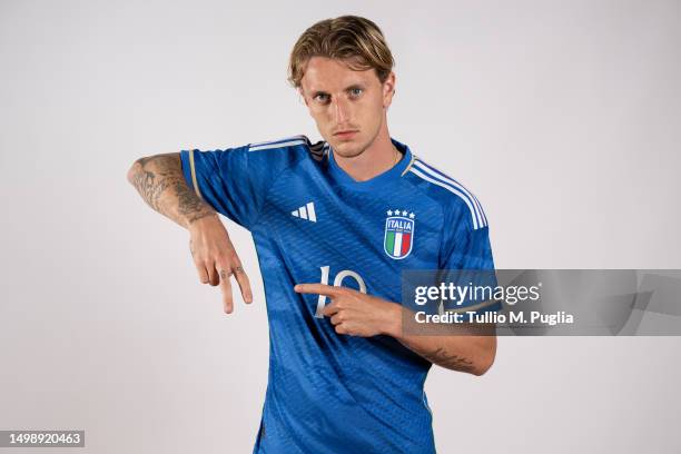 Nicolo' Rovella of Italy U21 poses during a portrait session at Centro di Preparazione Olimpica on June 15, 2023 in Tirrenia, Italy.