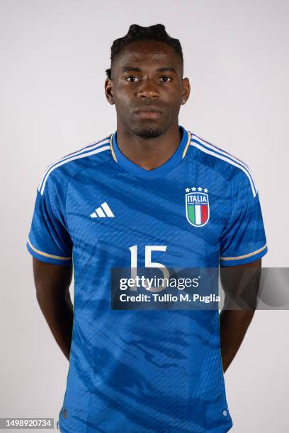 Caleb Okoli of Italy U21 poses during a portrait session at Centro di Preparazione Olimpica on June 15, 2023 in Tirrenia, Italy.