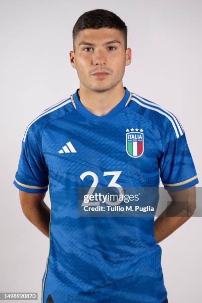 Nicolo' Cambiaghi of Italy U21 poses during a portrait session at Centro di Preparazione Olimpica on June 15, 2023 in Tirrenia, Italy.