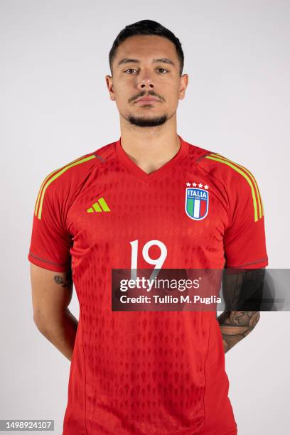 Elia Caprile of Italy U21 poses during a portrait session at Centro di Preparazione Olimpica on June 15, 2023 in Tirrenia, Italy.