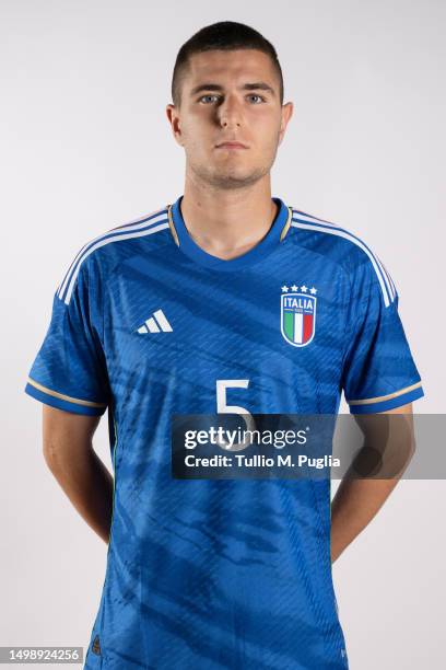 Lorenzo Pirola of Italy U21 poses during a portrait session at Centro di Preparazione Olimpica on June 15, 2023 in Tirrenia, Italy.