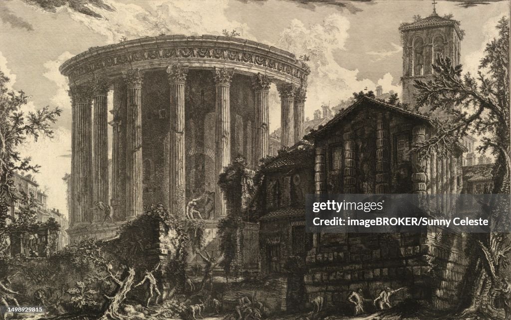 Sibyl Rome Ancient Italy View Of The Temple Of The Sibyl In Tivoli Rome 1720 Italy ...