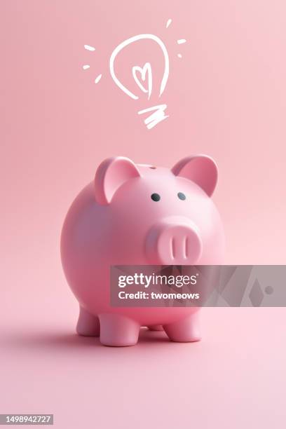 conceptual financial planning still life with piggy bank. - piggy bank stock pictures, royalty-free photos & images