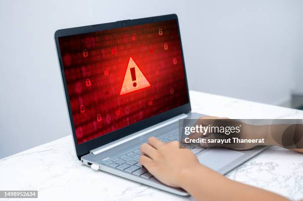 caution sign data unlocking hackers - virus informatico foto e immagini stock