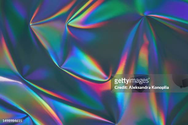 abstract neon blue, purple, green, pink glowing holographic foil texture. futuristic, retro, glowwave, acidwave, 80s, 90s, y2k,  disco, rave background. - opal card stock pictures, royalty-free photos & images