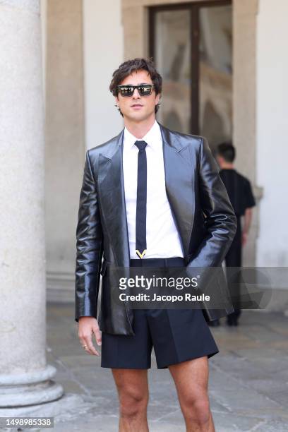 Jacob Elordi is seen arriving at the Valentino Spring/Summer 2024 fashion show during the Milan Fashion Week menswear spring/summer 2024 on June 16,...