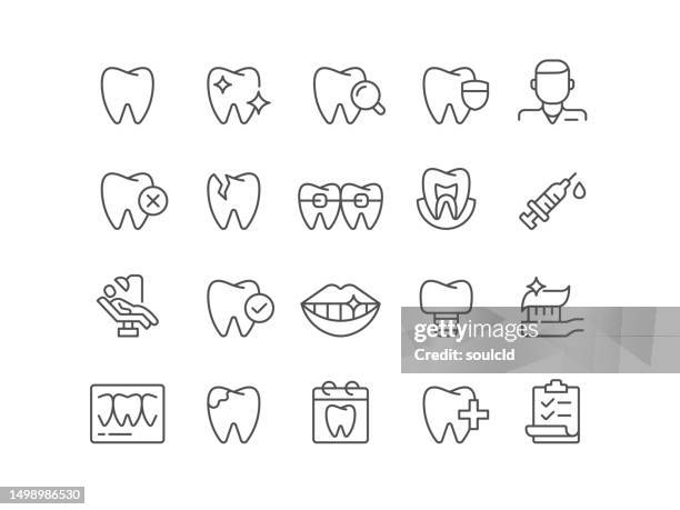 illustrations, cliparts, dessins animés et icônes de icônes dentaire - dentition