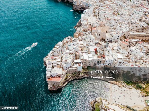 small town in south italy - polignano a mare - as bari stock pictures, royalty-free photos & images