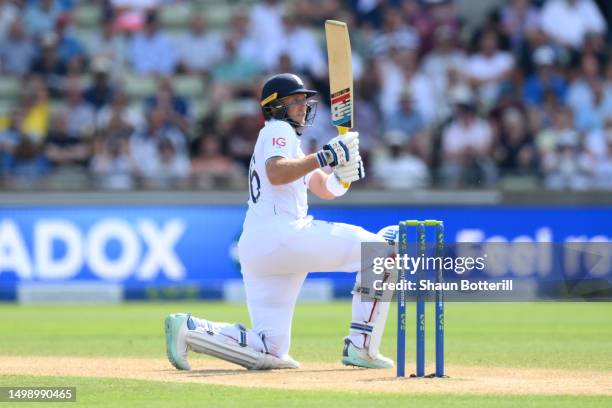 Joe Root of England looks on after playing a reverse ramp shot during Day One of the LV= Insurance Ashes 1st Test match between England and Australia...