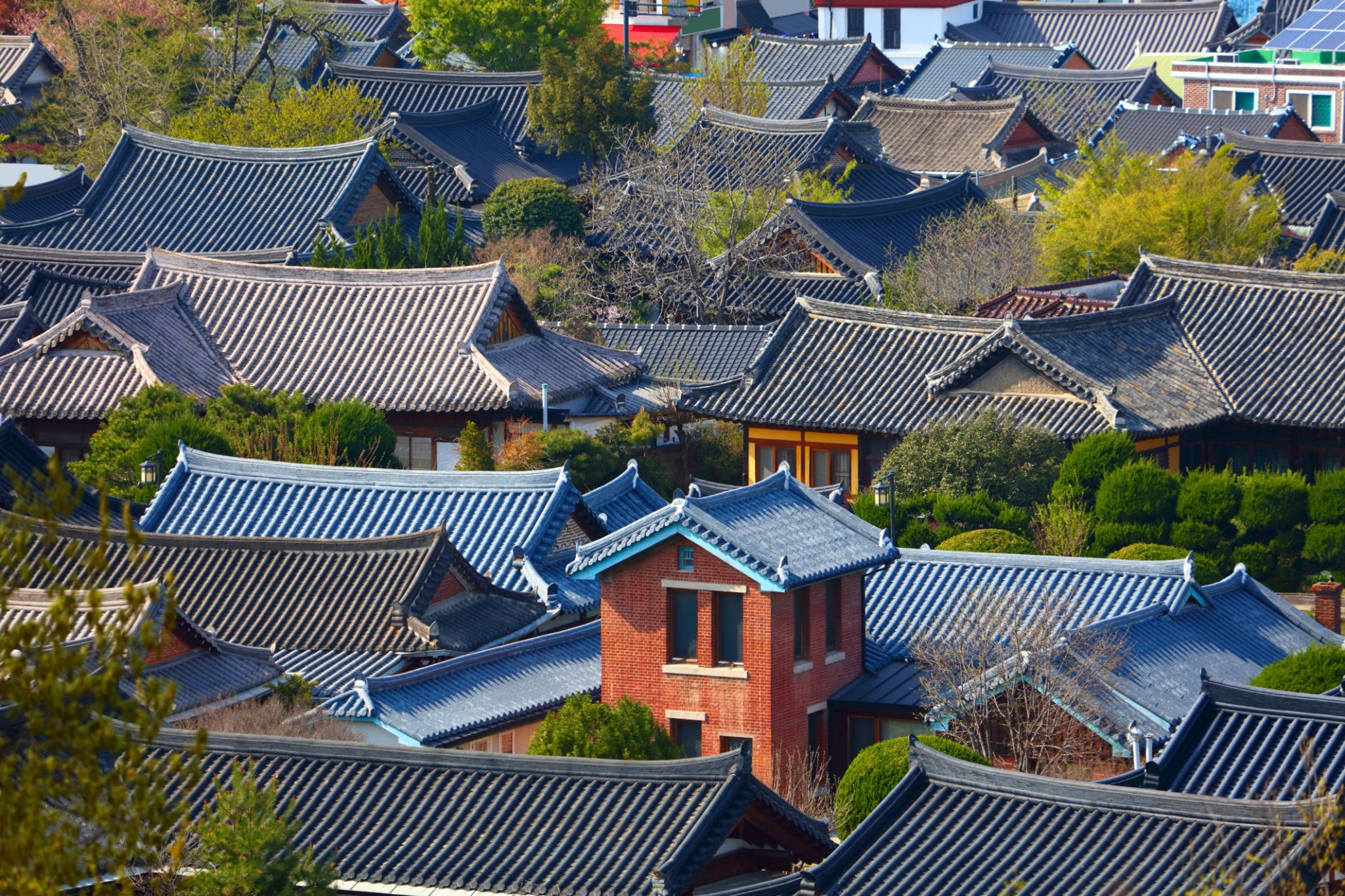 Jeonju Hanok Village townscape aerial view Jeonju Hanok Village townscape aerial view