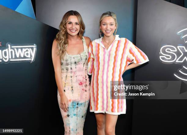 Singer & songwriter Carly Pearce and host Macie Banks visit SiriusXM Studios on June 16, 2023 in Nashville, Tennessee.