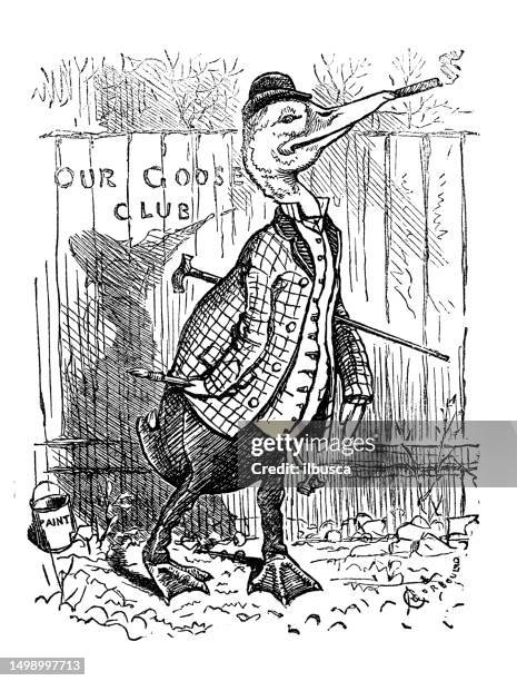 british satire caricature comic cartoon illustration - goose stock illustrations stock illustrations