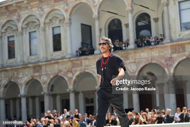 Pierpaolo Piccioli walks the runway at the Valentino Spring/Summer 2024 fashion show during the Milan Fashion Week menswear spring/summer 2024 on...