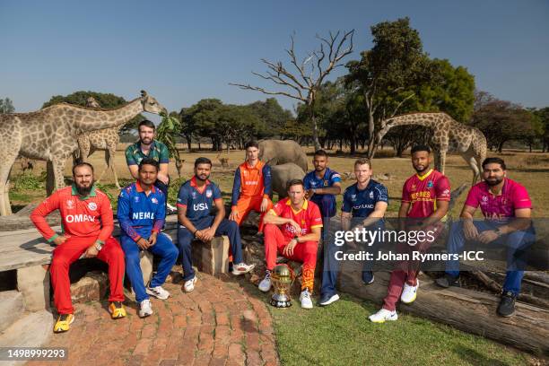 Zeeshan Maqsood of Oman, Rohit Paudel of Nepal, Andrew Balbirnie of Ireland, Monank Patel of USA, Scott Edwards of the Netherlands, Craig Ervine of...