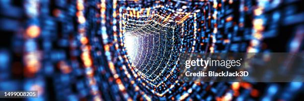 shield data tunnel. cybersecurity technology - inside concept - firewall stock pictures, royalty-free photos & images