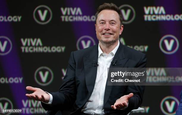 Chief Executive Officer of SpaceX and Tesla and owner of Twitter, Elon Musk attends the Viva Technology conference dedicated to innovation and...