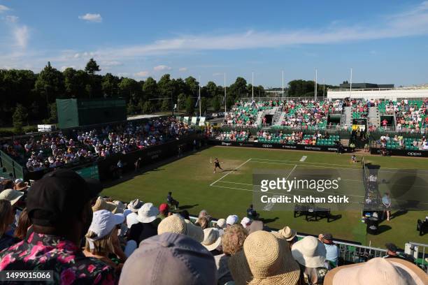 General view as Heather Watson of Great Britain plays again Viktorija Golubic of Switzerland during the Rothesay Open at Nottingham Tennis Centre on...