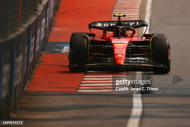 Carlos Sainz of Spain driving the Ferrari SF-23 on track during practice ahead of the F1 Grand Prix of Canada at Circuit Gilles Villeneuve on June...