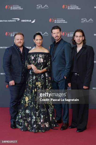 Owain Arthur, Cynthia Addai-Robinson, Lloyd Owen and Maxim Baldry attend the opening red carpet during the 62nd Monte Carlo TV Festival on June 16,...