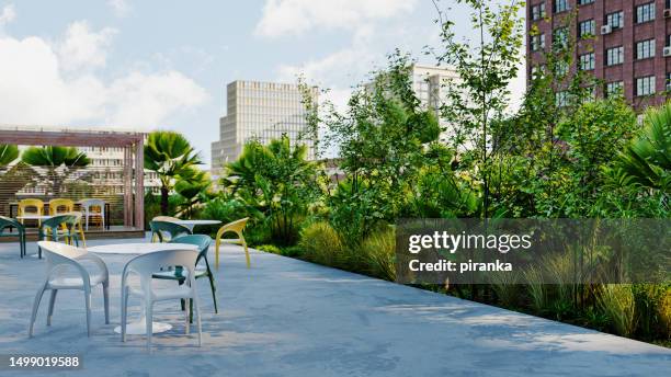 rooftop garden - roof garden stock pictures, royalty-free photos & images