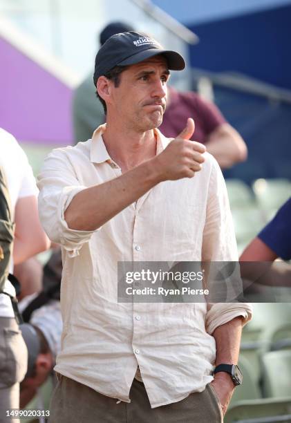 Australian Comedian Andy Lee looks on during Day One of the LV= Insurance Ashes 1st Test match between England and Australia at Edgbaston on June 16,...