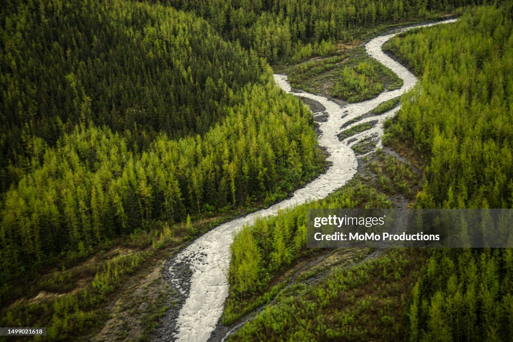 Aerial photograph of alaskan river