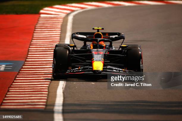 Sergio Perez of Mexico driving the Oracle Red Bull Racing RB19 on track during practice ahead of the F1 Grand Prix of Canada at Circuit Gilles...