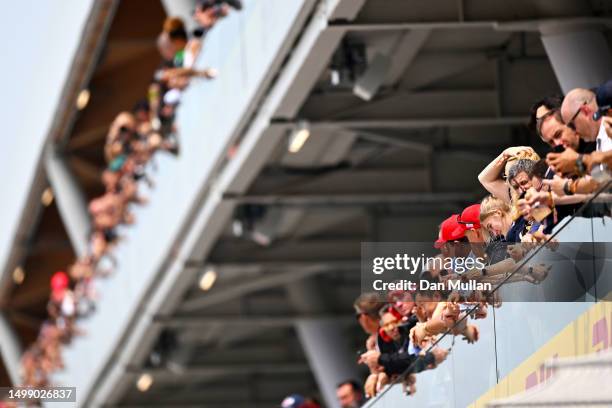 Fans look on during practice ahead of the F1 Grand Prix of Canada at Circuit Gilles Villeneuve on June 16, 2023 in Montreal, Quebec.