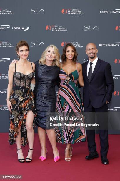 Amelia Heinle, Melody Thomas Scott, Christel Khalil and Bryton James attend the opening red carpet during the 62nd Monte Carlo TV Festival on June...