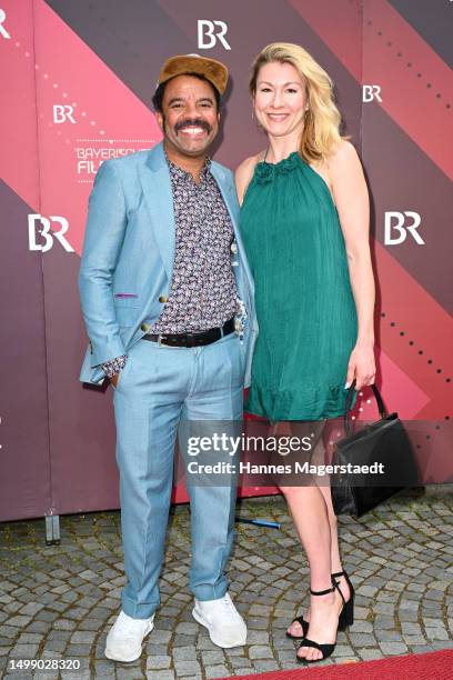 Simon Pearce and Genija Rykova attends the Bayerischer Filmpreis 2023 at Prinzregententheater on June 16, 2023 in Munich, Germany.