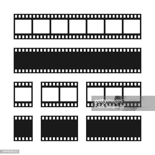 illustrazioni stock, clip art, cartoni animati e icone di tendenza di set di strisce cinematografiche. - rullino