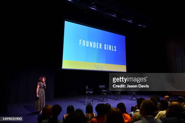 Crystal Harrell speaks onstage during “Founder Girls” World Premiere + Q&A at the 9th Annual Bentonville Film Festival Led By Geena Davis on June 15,...