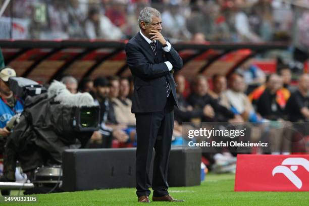 Fernando Santos, Head Coach of Poland reacts during the international friendly match between Poland and Germany at Stadion Narodowy on June 16, 2023...