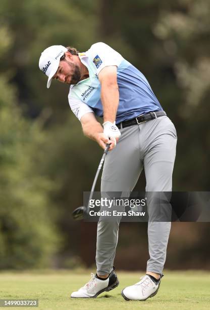 Cameron Young of the United States plays his shot from the 12th tee during the second round of the 123rd U.S. Open Championship at The Los Angeles...