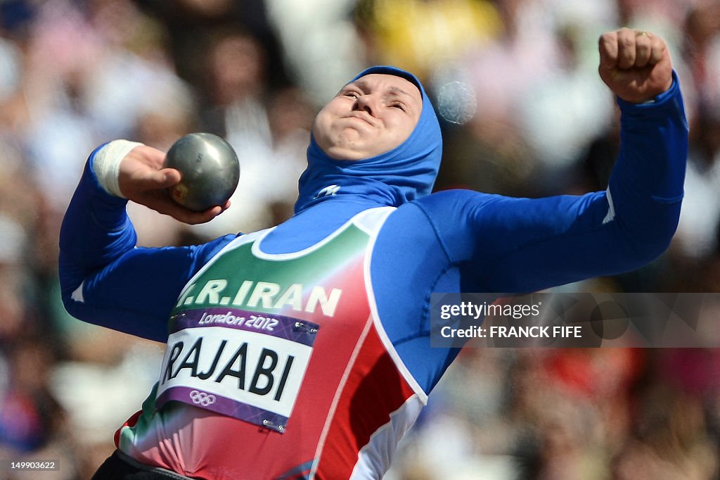 Amid Rajabi Iran's Leyla Rajabi competes in the women's shot put qualifications ...