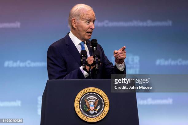President Joe Biden speaks during the National Safer Communities Summit at the University of Hartford on June 16, 2023 in West Hartford, Connecticut....
