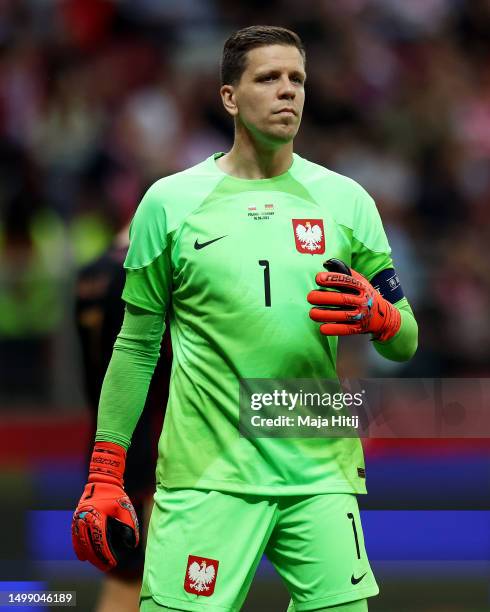 Wojciech Szczesny of Poland looks on during the international friendly match between Poland and Germany at Stadion Narodowy on June 16, 2023 in...